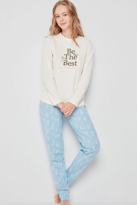 Pijama de manga larga de algodón puro